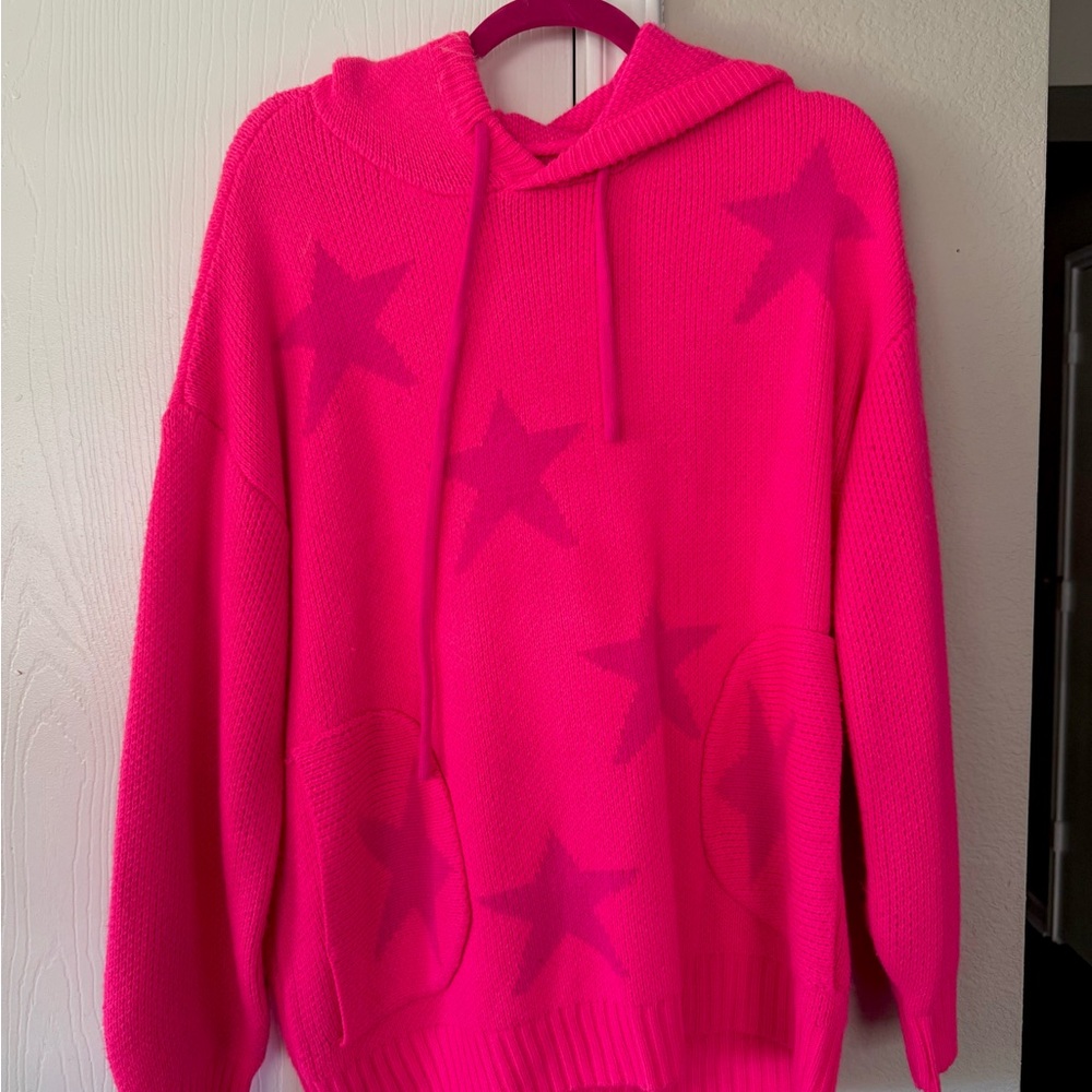 Pink Star Patterned Women's Sweater